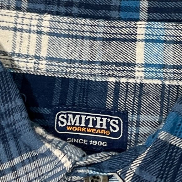 Smiths Workwear Plaid Flannel New Rancher Cowboy Construction Shirt Mens - Picture 6 of 8
